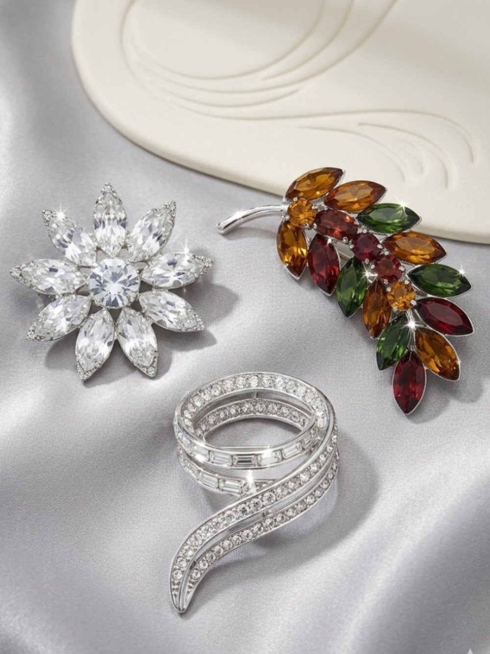 Bundle of Vintage Joan Rivers Joan, Boyce & Ciro Crystal Brooch Pin